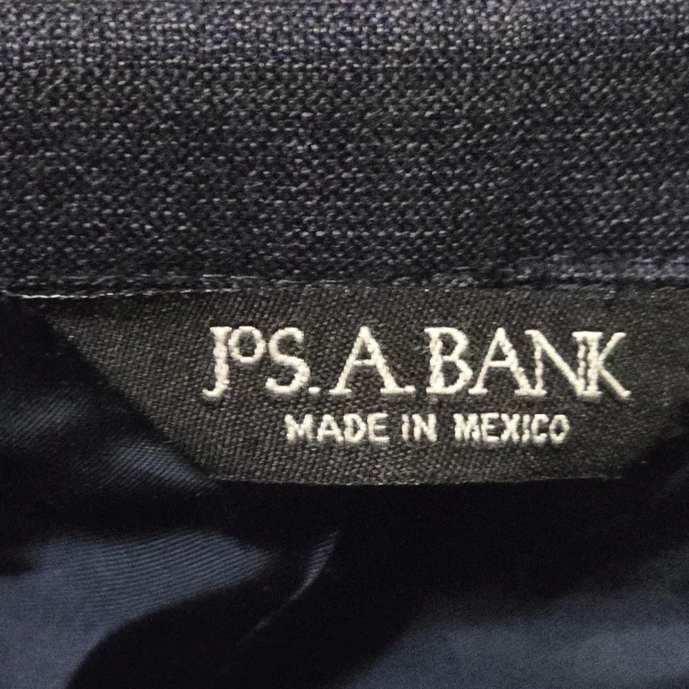 Jos. A. Bank Signature Collection Navy Blue Wool Windowpane Plaid Blazer 42L